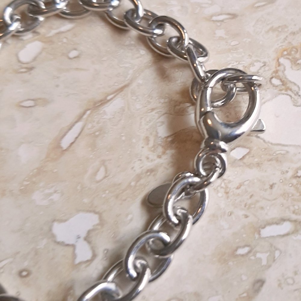 Silver Tone Bronze Milor Italy Cross Charm Bracelet - Picture 4 of 6